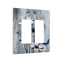 OILbiexn Outlet Covers Rustic Wood Blue Florals