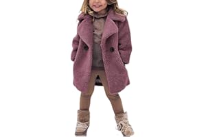 rrhss Baby Girls Faux Fur Teddy Long Coat Toddler Kids Winter Fleece Jacket Warm Outwear Clothes