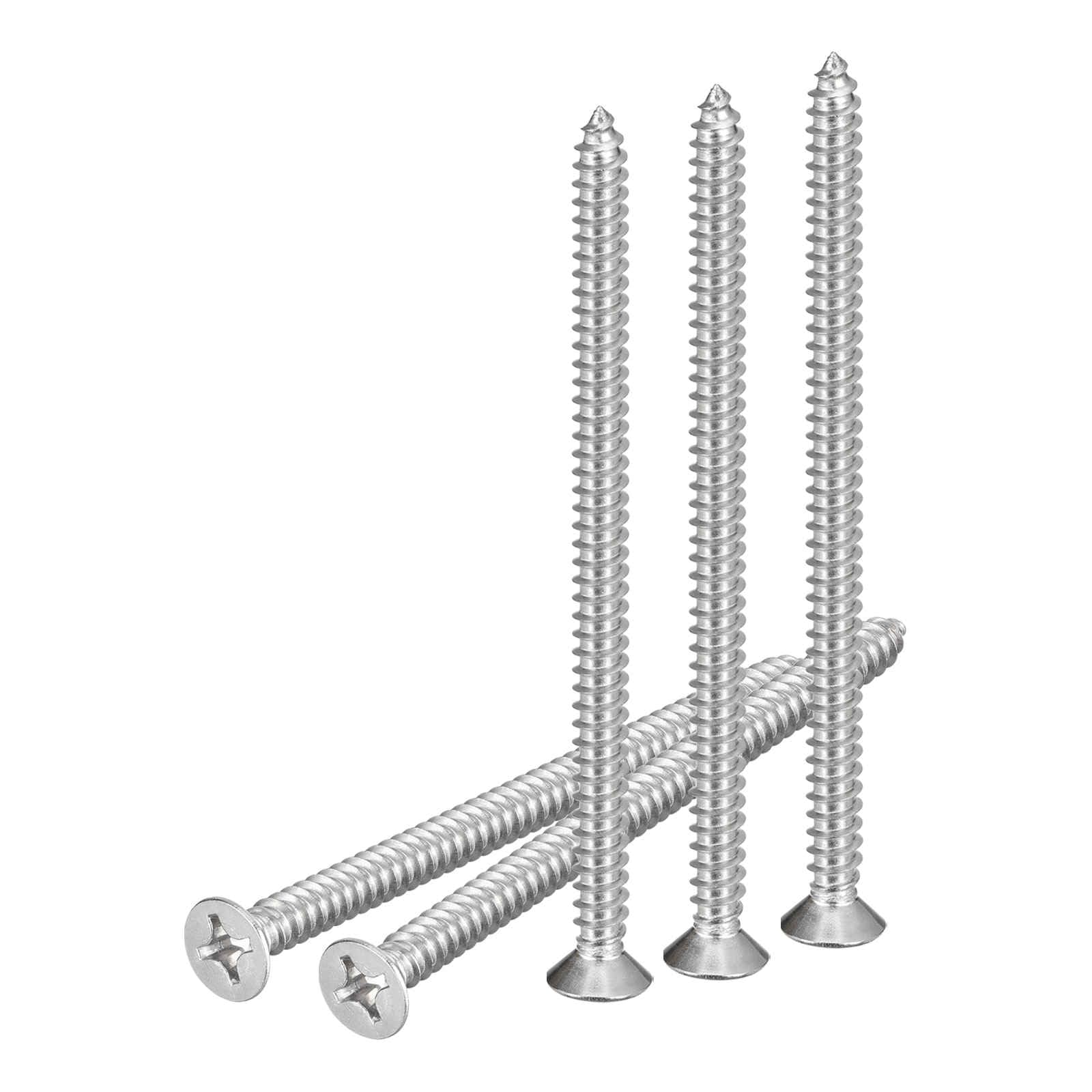 DTGN 25Pcs #12x3-1/2" Flat Head Wood Screws, 304 Stainless Steel Phillips Self Tapping Screws - Good for Woodworking, Furniture - Silver