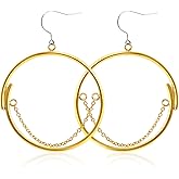 TGNEL Titanium Dangle Earrings Double Circle Hypoallergenic Earrings for Women, Lightweight Danging Earrings for Sensitive Ears Silver