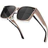 MEETSUN Oversized Fit Over Glasses Sunglasses for Women Trendy Large Square Polarized Sun Glasses for Driving