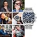 VIGOROSO Men's Business Quartz Analog Date Waterproof Luxury Stainless Steel Wrist Watch(Blue)