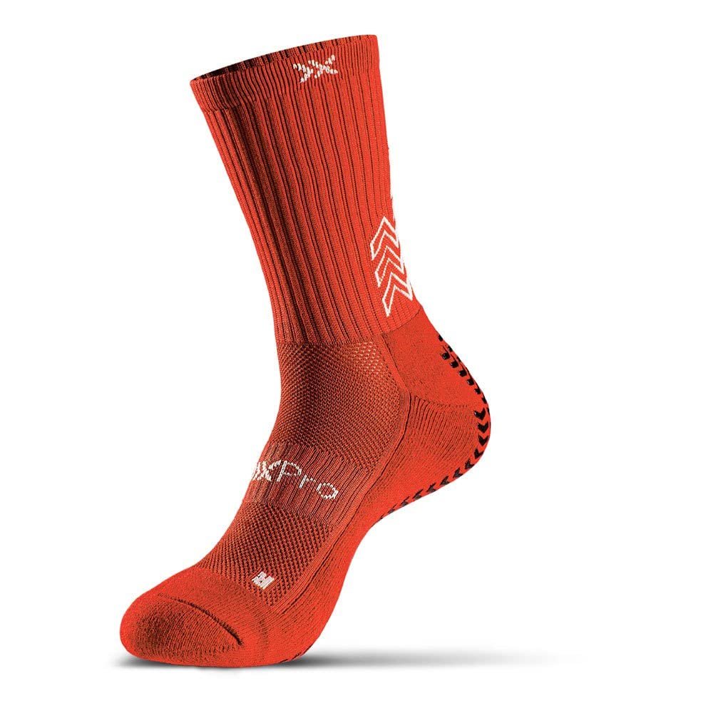 SOXPro Classic Grip Sock, Anti Slip, Anti Blister, Full Control, GEARXPRo SPORTS, Red, Size M
