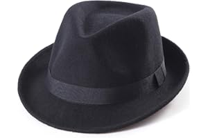 LADYBRO Straw Trilby Fedora Hat for Men 1920s Short Brim Wool Felt Panama Cap 7 1/4