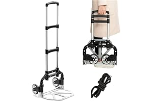 Wawxmo Folding Hand Truck Aluminum Portable Folding Hand Cart 180lbs Capacity Hand Cart and Dolly Ideal for Home, Auto, Office,Travel Use,Black