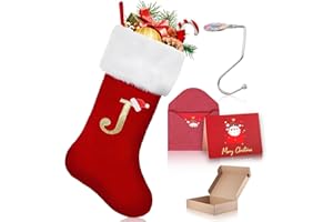 TNDCKP Monogrammed Red Christmas Initial Letter J Stockings with Initials Letters with J Monogram for Personalized Christmas Xmas Stocking Personalized for Kids Men Women for Indoor Home Party Decor