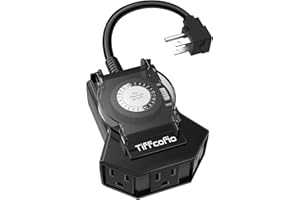 TIFFCOFIO Outdoor Timer Outlet Waterproof, 24 Hour Mechanical Light Timer Outdoor, 2 Grounded Outlets for Home and Garden, 15A 1/2HP, Heavy Duty, ETL Listed (1 Pack) (1 Pack)