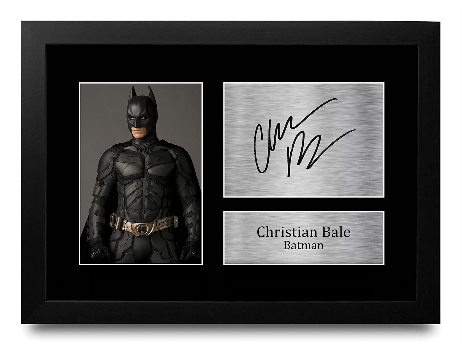 HWC Trading FR Christian Bale Gift Signed FRAMED A4 Printed Autograph Batman Gifts The Dark Knight Print Photo Picture Display