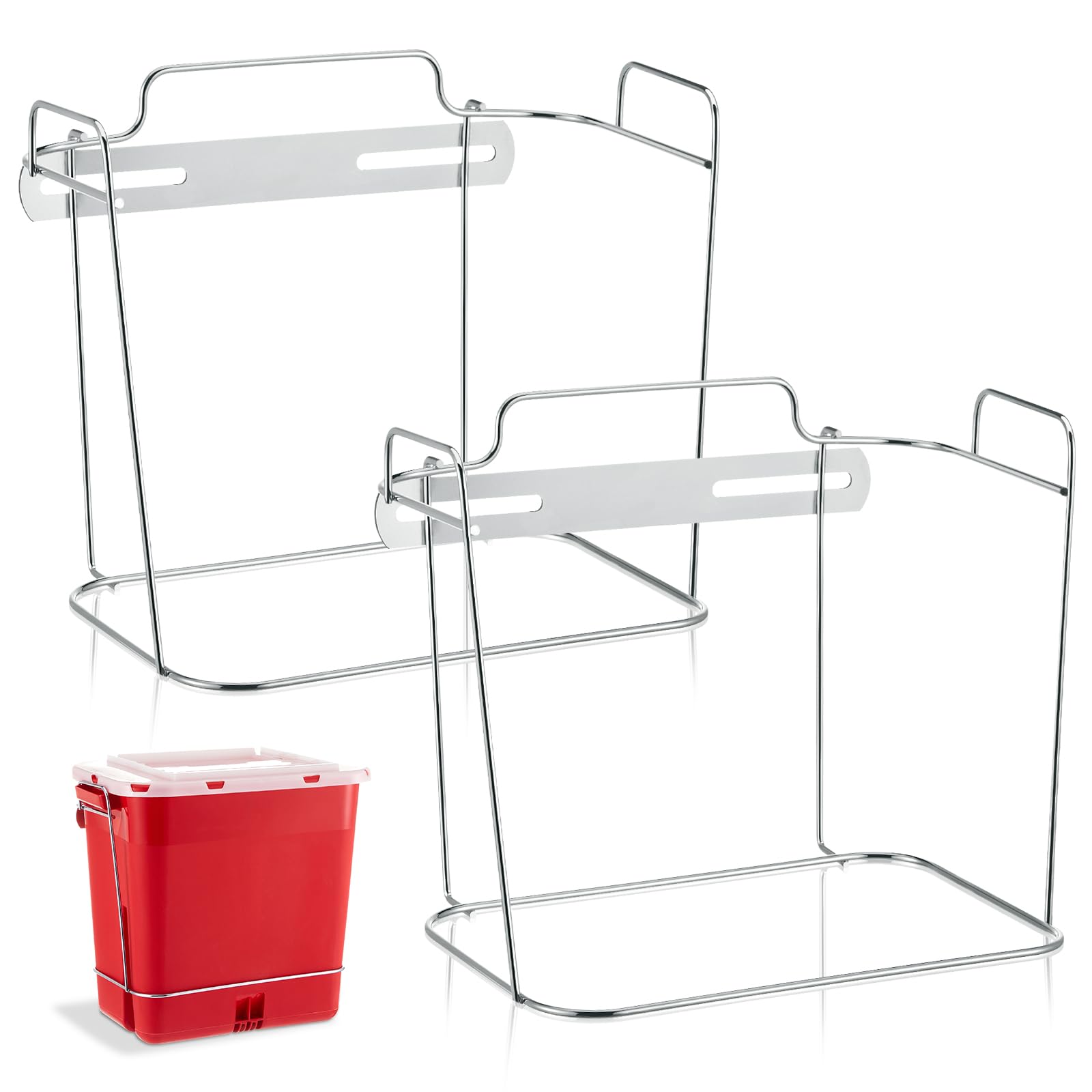 Photo 1 of Shimeyao 2 Pcs Wall Cart Sharps Bracket for 2 Gallon Sharps Container Wall Mount Cart Mounting, 10 x 7.5 x 6.5 Inch