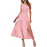 GOLDSTITCH Women's 2025 Summer One Shoulder Long Dresses Sleeveless Split Beach Party Wedding Guest Maxi Dress