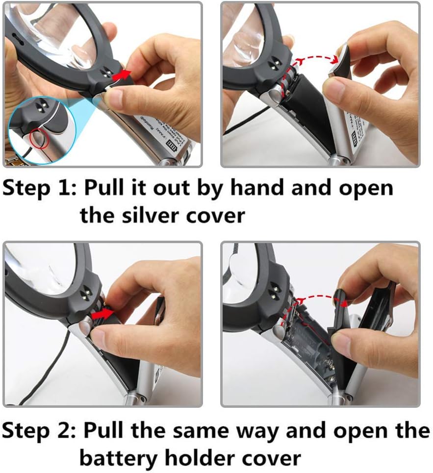 Rumfo Magnifier with Double LED Light Hands Free Chest Rest LED Magnifier Lighted Knitting