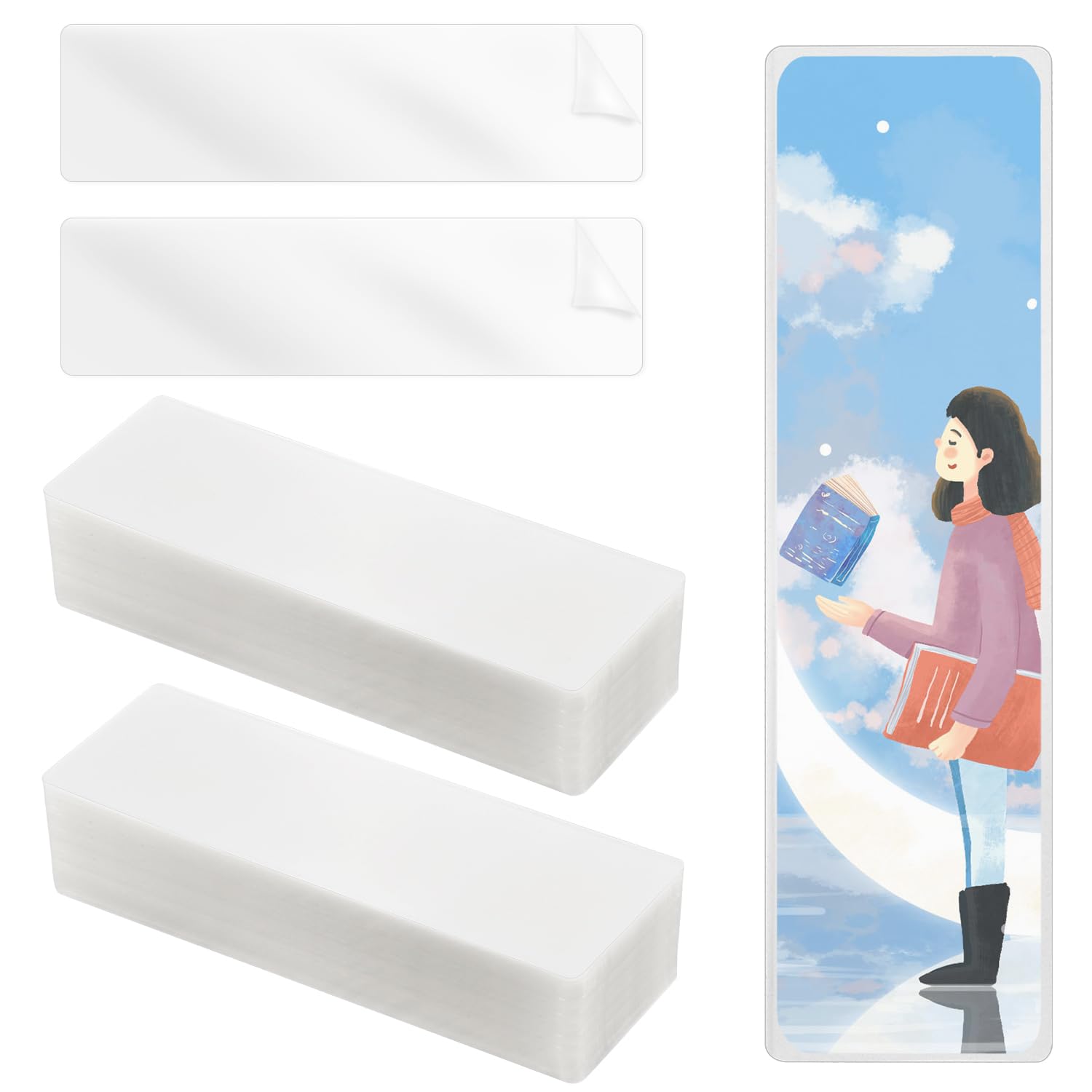 100pcs Bookmark Laminating Pouches, 8.27x2in Hot Laminating Pouches 4.9 Mils Clear Bookmark Sleeves Plastic Thermal Laminating Pockets for Book Lovers Nature Lovers