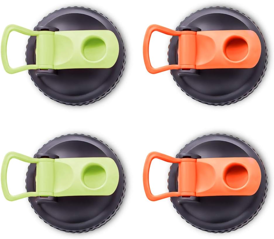 Plastic Mason Jars Lids Wide Mouth, 4 Pack Reusable Plastic Flip Cap Lids with Easy Pour Spout, Colored Leak-Proof Seal Storage Caps for Mason, Canning and Ball Jars, Green&Orange