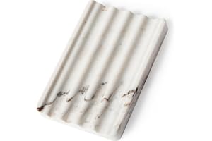 Koville Natural Marble Soap Dish for Shower, Stone Soap Tray for Bathroom, Bar Soap Holder for Sink, Stripe Grooves Saver Stone Dish Tray Keep Bars Dry Easy Clean(Palissandro Classico)