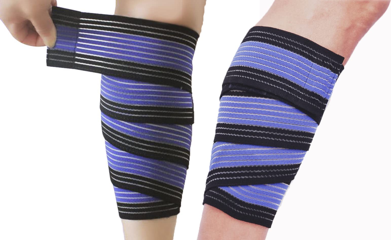 Faxianther Elastic Wrap-around Calf Splint Support Tape Bandage Outdoor Sports Breathable Compression Leg Sleeves Shin Band Ankle Knee Brace Strap Protector Guard, 1 Pair