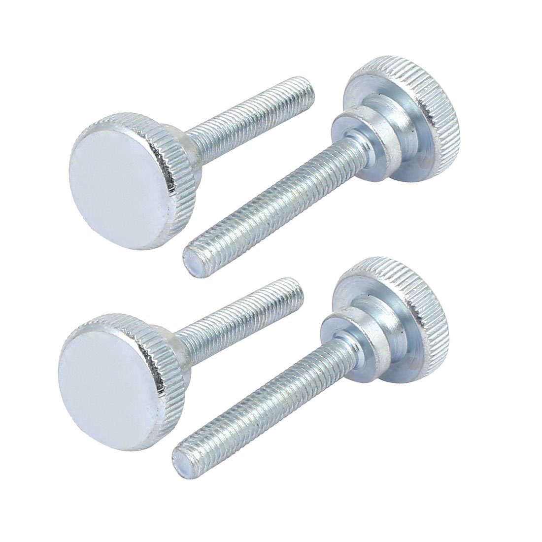 sourcingmap M6x35mm Flat Knurled Head Fully Threaded Thumb Screws Bolts Fastener 4pcs