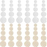 Beebeecraft 1 Box 80Pcs 10 Styles Flat Round Link Connectors 24K Gold&925 Sterling Silver Plated Blank Tag Pendants Link Charms for Disc Earring Necklace Bracelet Jewelry Making (6/8/10/12/15mm)