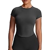 Aoxjox Women's Short Sleeve T-Shirts GEO Baby Tee Workout Gym Yoga Crop Top