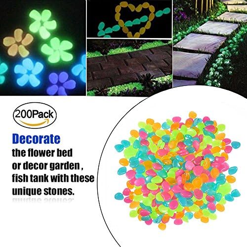 OVIAZA Glow in the Dark Garden Pebbles, Luminous Pebbles, Outdoor Decorative Stone for Walkways/Yard/Grass/Aquarium/Fish Tank, Outdoor Garden Decorative Stones Gravel by (Multi Color)