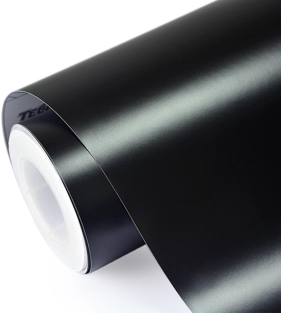 TECKWRAP 12"x60" Matte Black Adhesive Car Wrap Vinyl Vehicle Wrap Roll with Air Release, Decals