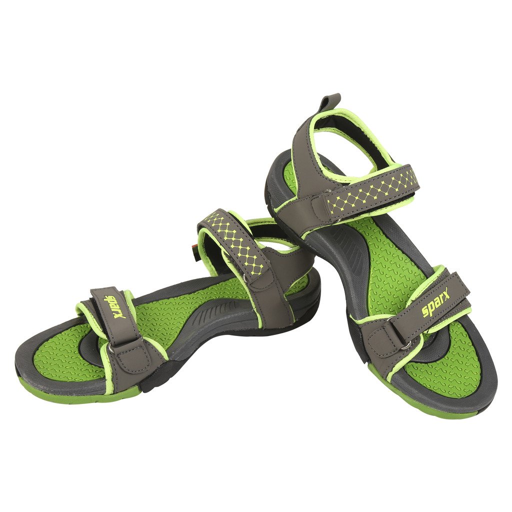 sparx women's ss0803l series drak grey fluorescent green synthetic casual sandal