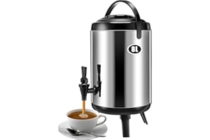 Mifoci Insulated Drink Dispenser Stainless Steel Hot Water Beverage Dispenser Coffee Urns Hot and Cold Drink Holder with Pump Spigot for Party Tea, Milk, Water(2.11 Gallon/ 8 L)