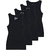Comfneat Women's 4-Pack Slim-Fit Basic Tanks Cotton Casual Comfy Top Underwear Vests