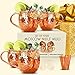 Willow & Everett Set of 4 Moscow Mule Copper Mugs with Shot Glass - 16oz Solid Hammered Cups for Moscow Mules