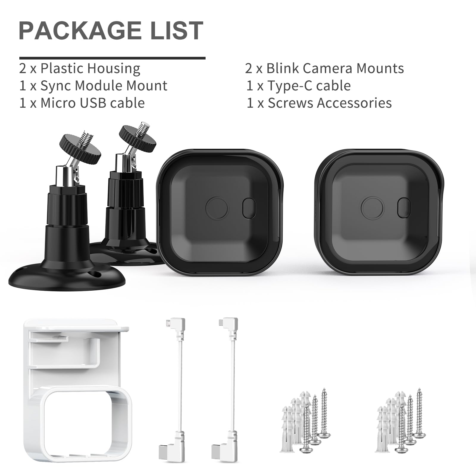 Blink Outdoor 4th Gen Camera Mount, 2Pack Weatherproof Housing and 360 Degrees Adjustable Bracket with Sync Module Mount for Blink Outdoor Camera System (Black, Cameras not Included)