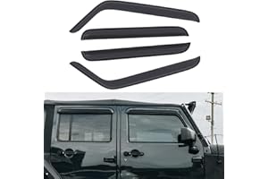 LQQDP Set of 4 Front+Rear Smoke Sun/Rain Guard Outside Mount Tape-On Acrylic Window Visors Compatible with 07-18 Wrangler JK 4-Door
