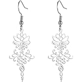 KKJOY Lotus Flower Yoga Symbol Dangle Earrings Stainless Steel Buddhism Unalome Inspirational Jewelry for Women Charming Ladies