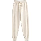 Gihuo Women' s Sweater Pants Elastic Waist Palazzo Harem Pants Knit Joggers with Pockets