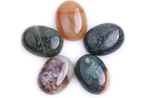 GEM-INSIDE CREATE YOUR OWN FASHION GEM-Inside India Agate Gemstone Cabochon for Jewelry Crystal Flat Back Oval Semi Precious 5PCS 10x14mm CAB