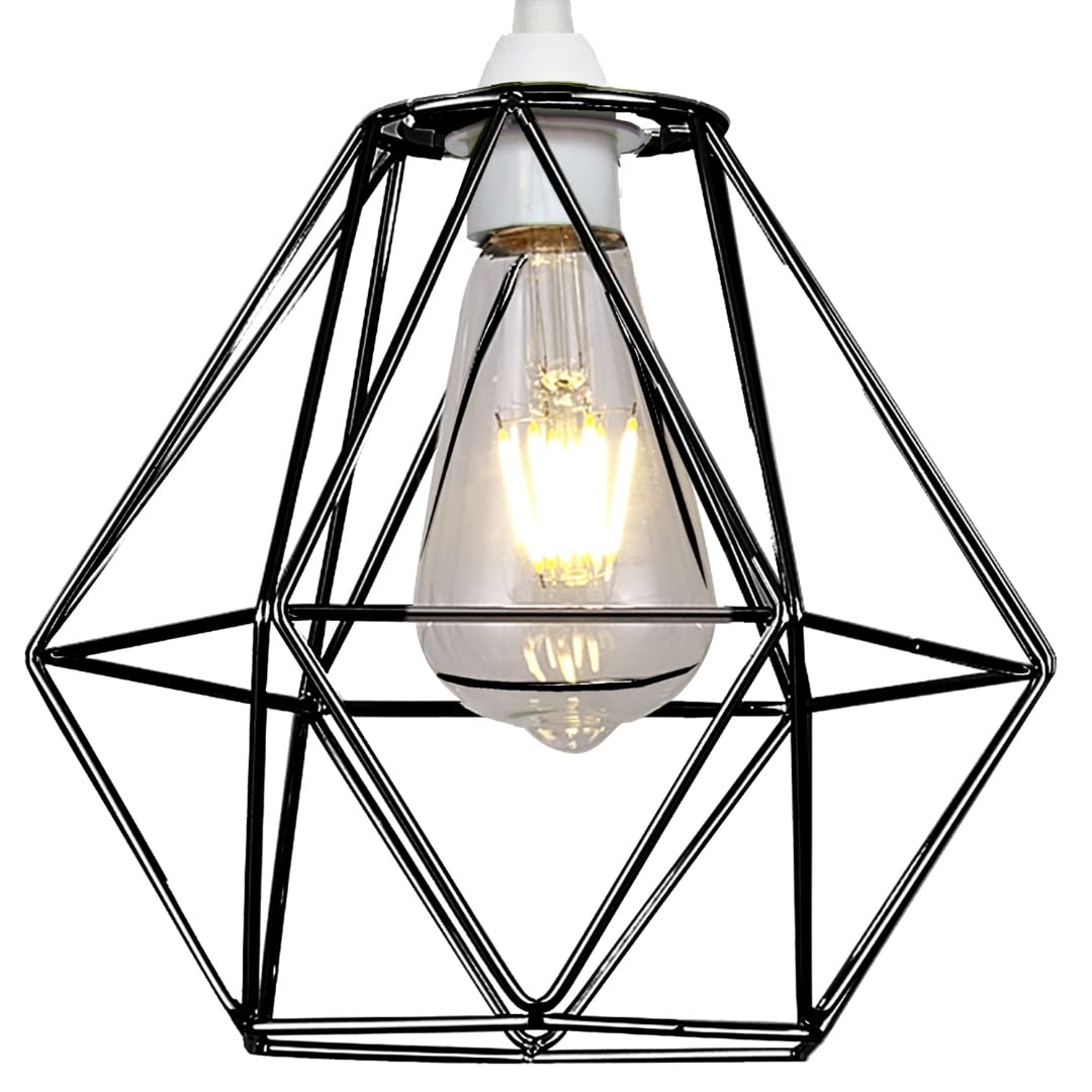 LOXTON LIGHTING EasyFit Metal Wire Cage Ceiling Pendant Light Shade (Brushed Chrome)