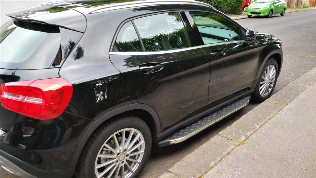 Stepping boards suitable for Mercedes-Benz GLA from 2013 Model Hitit in chrome with TÜV and ABE