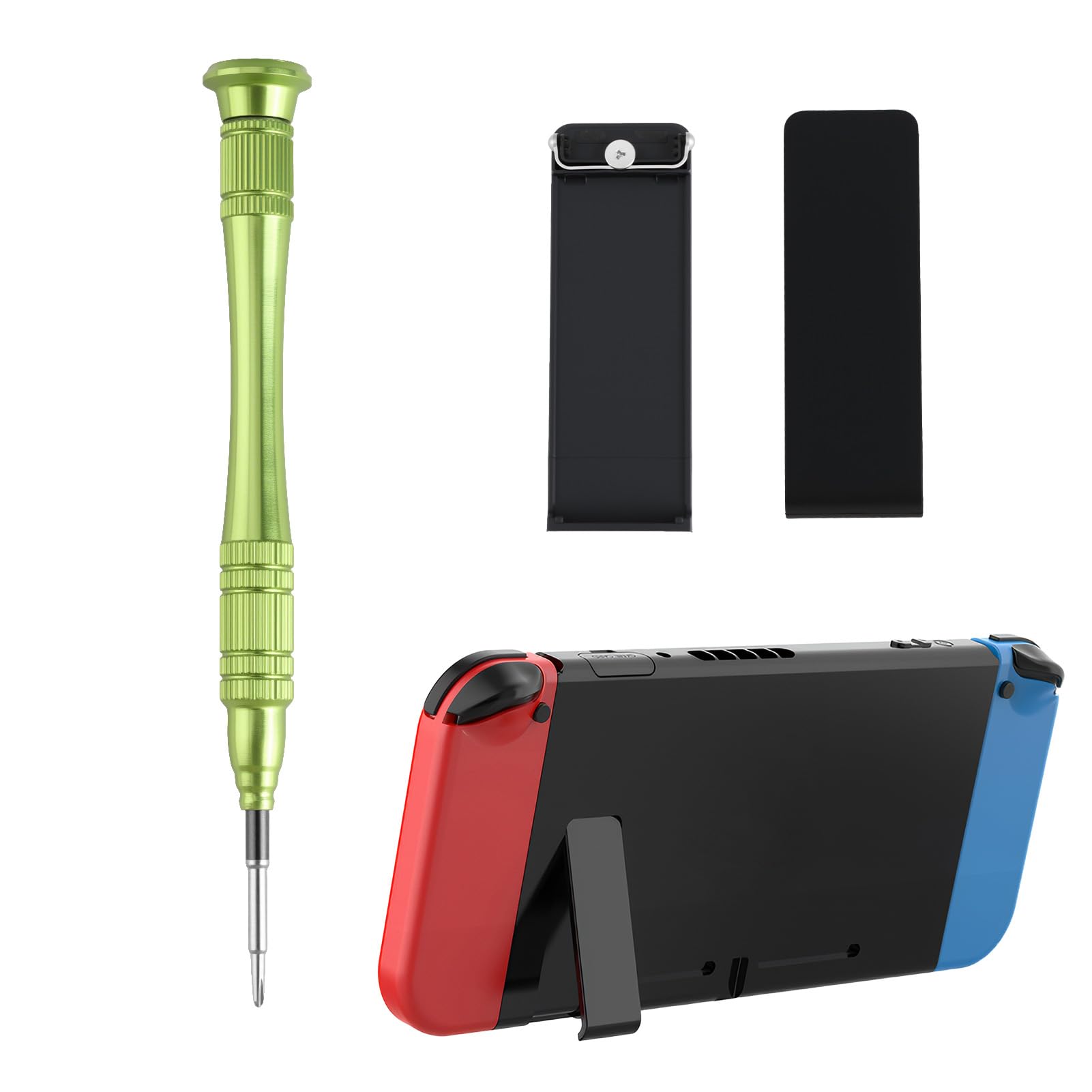 KAKUPPA 2PCS Kick stand Replacement Compatible with Nintendo Switch, Back Shell Bracket and Stand Holder Repair Kit with Screwdriver, Accessories for Console DIY Repair and Maintenance