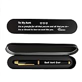 iyaone Aunt Gifts from Niece Nephew - Best Aunt Ever Engraved Pen, Black Ink Pen Set for Aunts Birthday, Thank You Gifts for Aunt Christmas