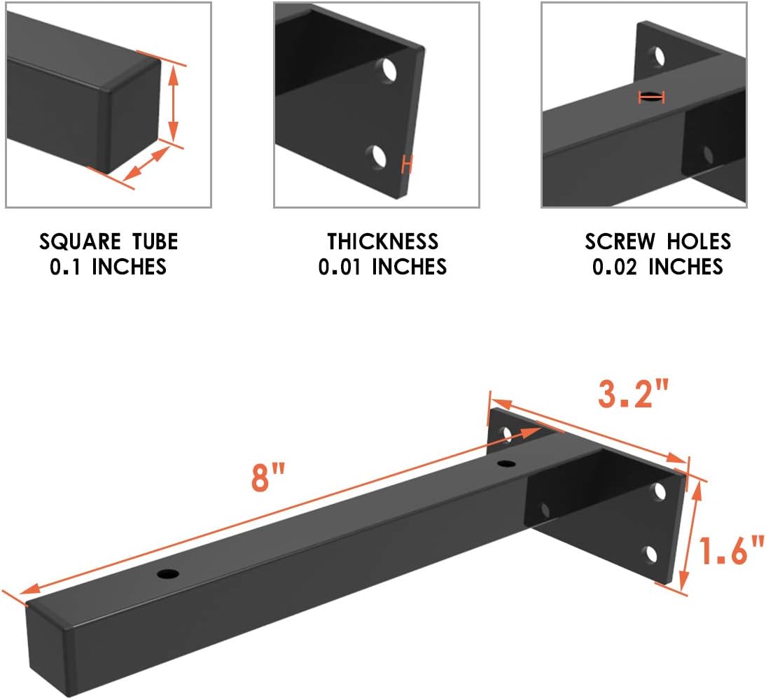 Floating Shelf Brackets 8 Inch, Heavy Duty Shelving Brackets Wall Mounted Metal Supports Industrial with Screws & Anchors, Hardware Brace for DIY Home Décor/Storage/Farmhouse: Kitchen & Dining