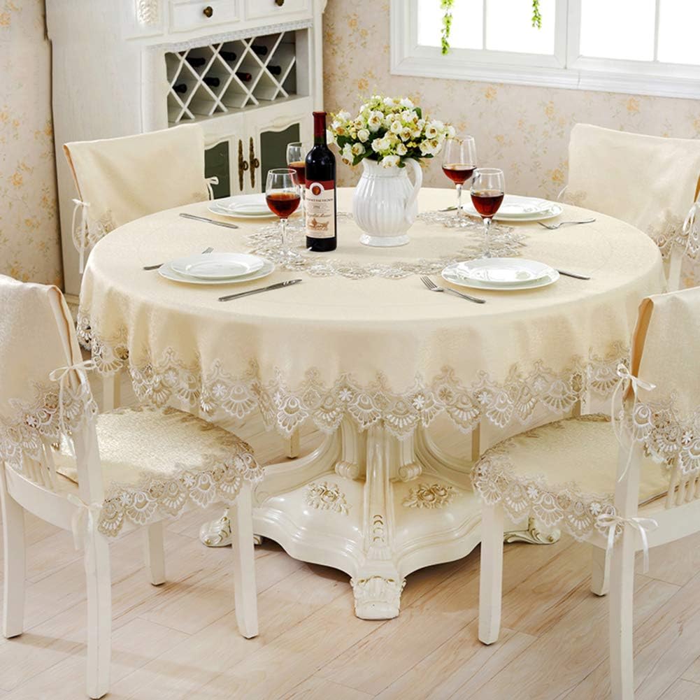 Amazon Com Godxmdd Embroidered Lace Tablecloth Round Crochet Tablecloth For Coffee Table Vanity Table Dinners Jacquard Table Cover Indoor Home E Diameter150cm 59inch Home Kitchen