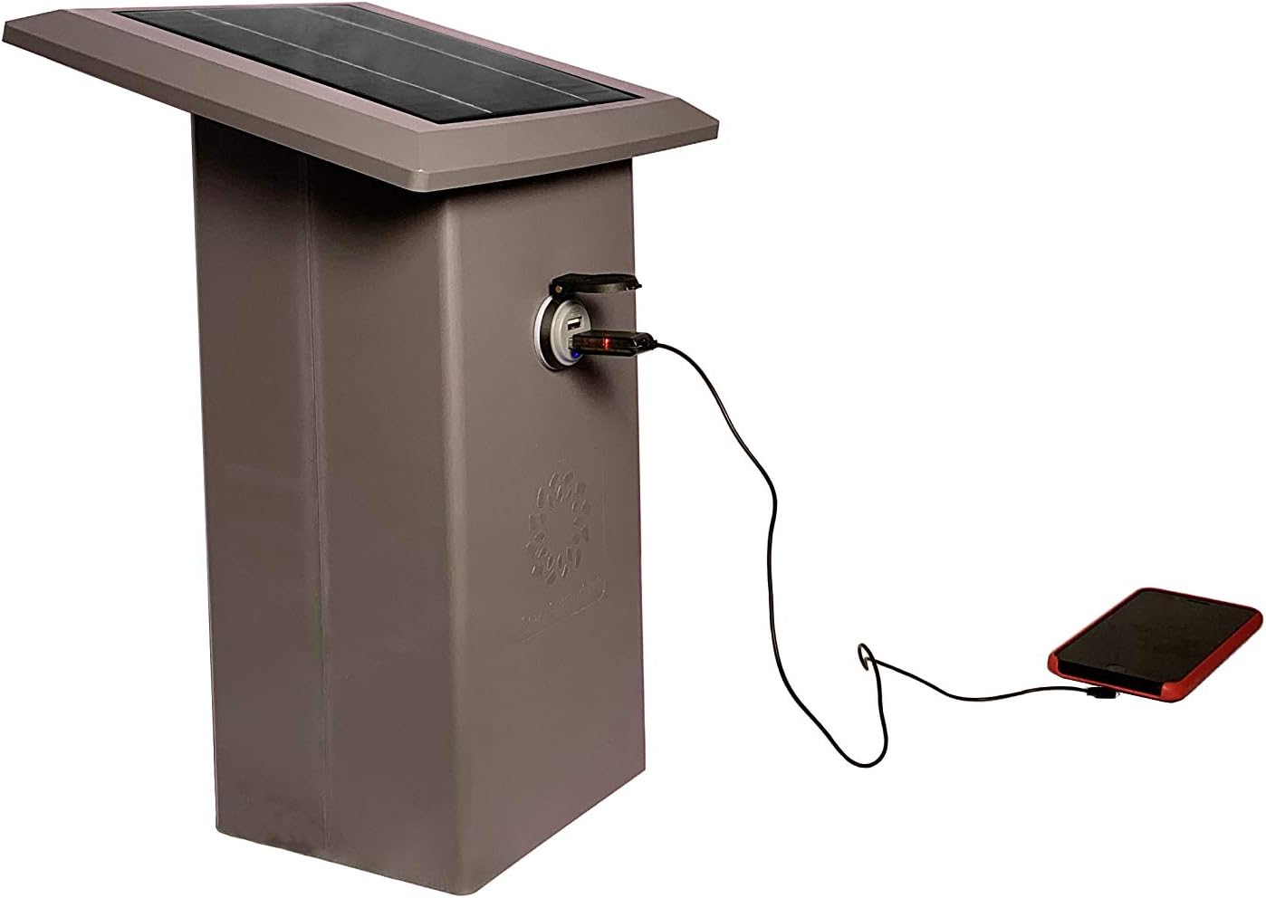 SuperCharge7 Solar Powered USB Charging Station in Brown, Cell Phone Charger, Outdoor, Weatherproof
