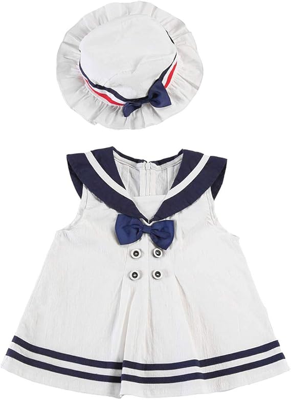 Amazon Co Jp Yayarunka ベビー服 ワンピース セーラー服 女の子 半袖 ネイビー風 夏 可愛い Size 80 ホワイト 服 ファッション小物