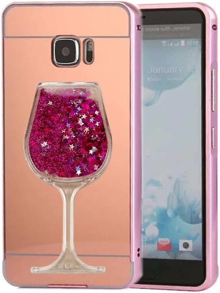 HTC U Ultra Mirror Case, QKKE [Goblet Series] Metal Air Aluminum Bumper Detachable + Mirror Hard Back Case 2 in 1 Cover Ultra-Thin Frame for HTC U Ultra(Goblet/Rose)