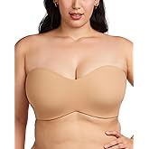 HSIA Strapless Bras for Women, Plus Size Bra with Underwire Lightly Lined Convertible Bandeau Bra for Big Large Busted