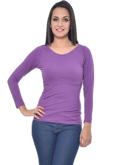 Womens's Cotton Spandex Top(Purple, XS-4XL)