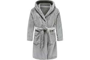 E.W Apparel Boys Fleece Robe Girls Hooded Bathrobe Toddlers Soft Fuzzy Robe for Kids