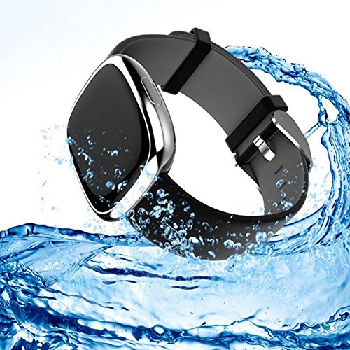 L@YC Fashion Smart Bracelet Bluetooth Heart Rate Blood Pressure Movement Step Treadmill Bracelet, Silver Black