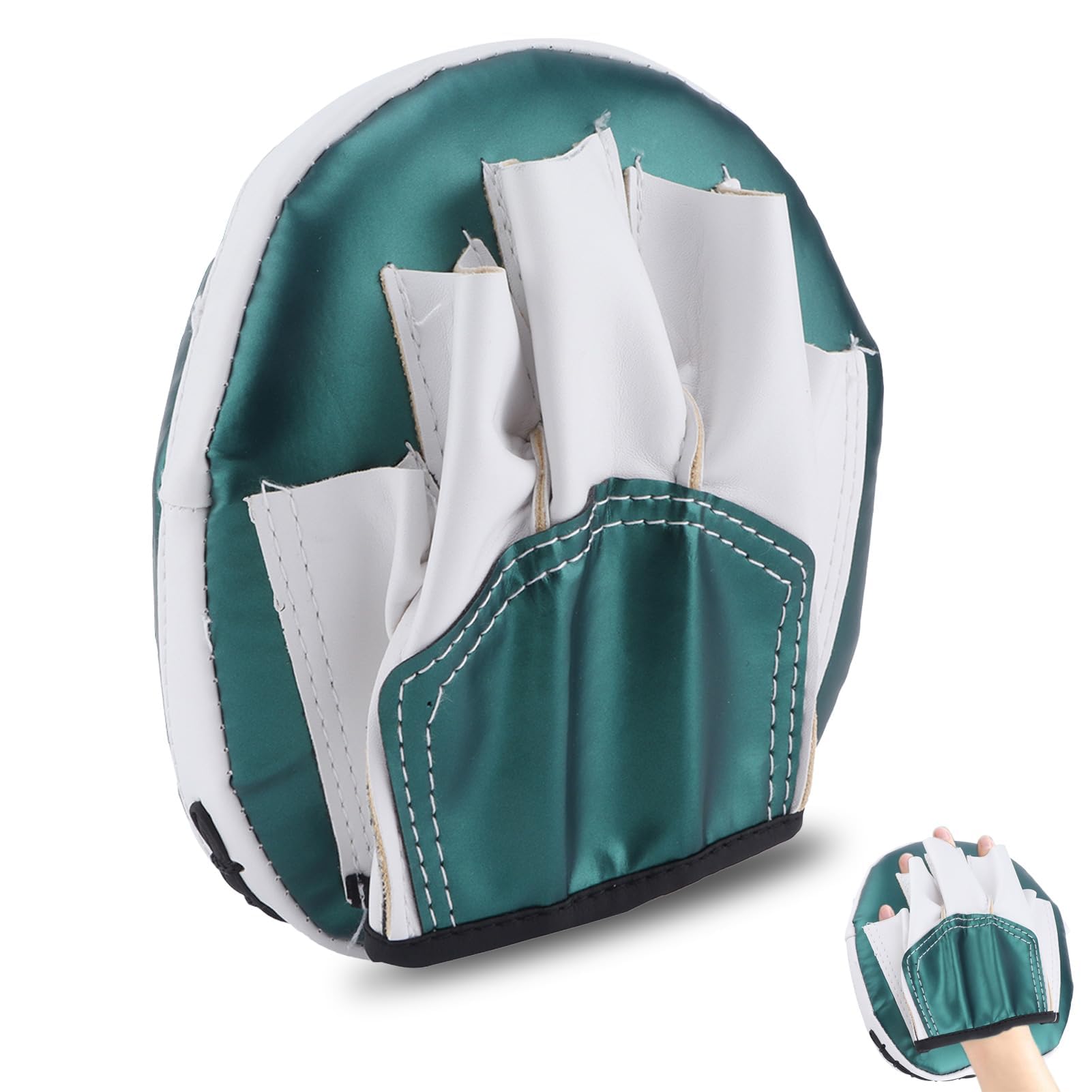 1Pcs Mini Boxing Focus Mitts, 18.5x17x5cm/7.3x6.7x2.0in PU Leather Boxing Pads, Boxing Curved Focus Punching Mitts Target Pads for Kickboxing, MMA, Muay Thai, Punching (Green)