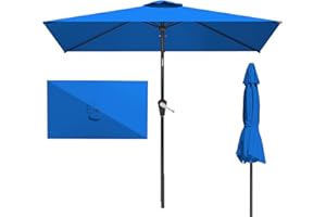 AreShark 6.5' x 10' Rectangular Patio Umbrellas for Outdoor, Outdoor Table Umbrella, Large Outdoor Patio Umbrellas with 6 Sturdy Ribs for Market, Garden, Pool (Royal Blue)