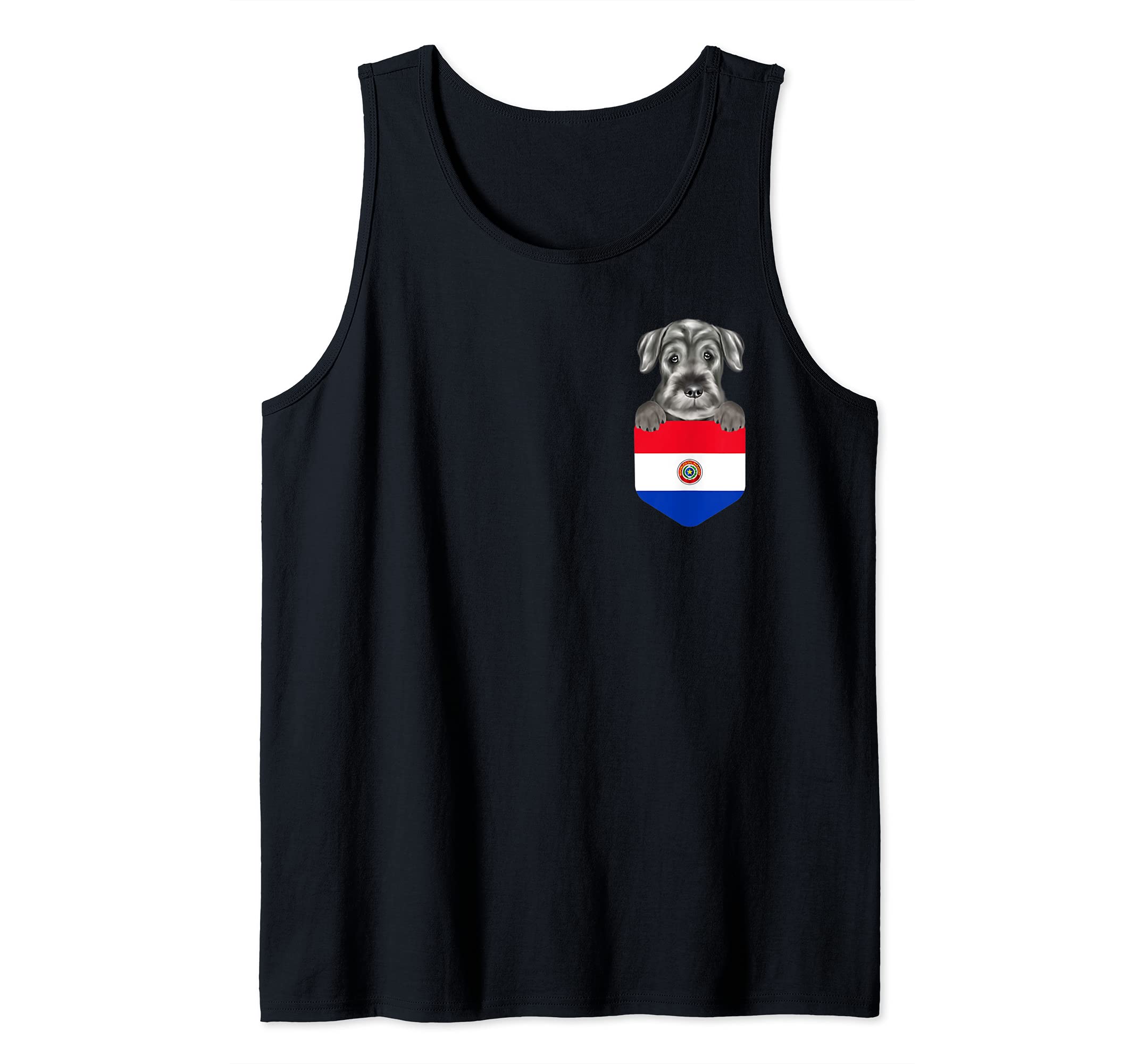 Paraguay Flag Standard Schnauzer Dog In Pocket Tank Top