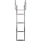 Amarine Made 4 Steps Boat Ladder Stainless Steel Telescoping Dock Ladder | Folding Boat Ladder Pontoon Boat Ladder 550lbs Capacity for Marine Swimming Pool Lake